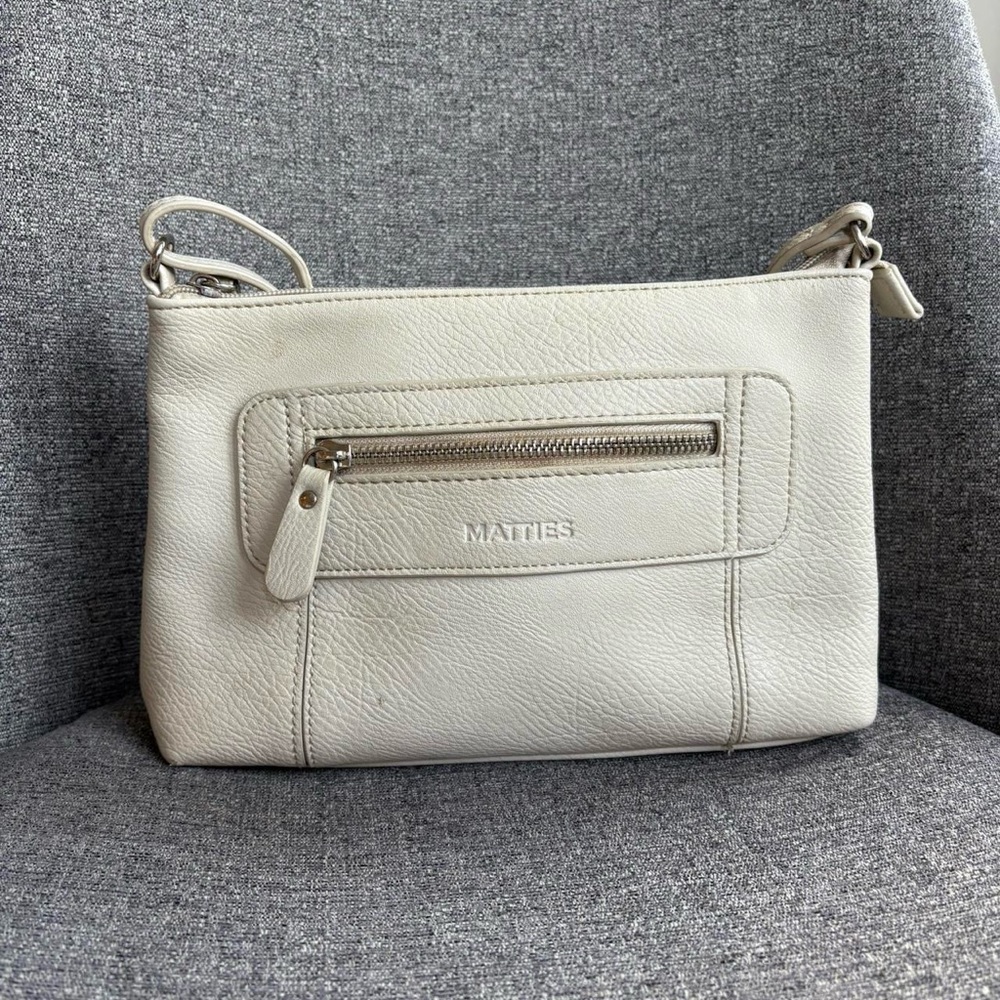 Cream Leather Cross Body Bag